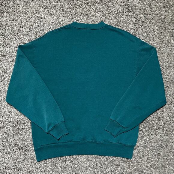 Vintage Blank Sweatshirt Crewneck Pullover 80s 90s Faded Green Medium - Picture 9 of 10